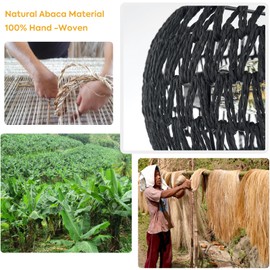 Rattan Black Ceiling Light Fixture, 3-Lights Boho Semi Flush Mount Ceiling Light with Hand-Woven Cage Shade Lamp, Rustic Modern Chandelier for Hallway Bedroom Farmhouse Foyer Entryway Kitchen Nursery