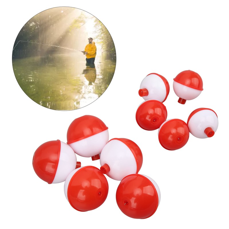 50PCS Ball Shaped Fishing Float Plastic White Red 2 Specifications