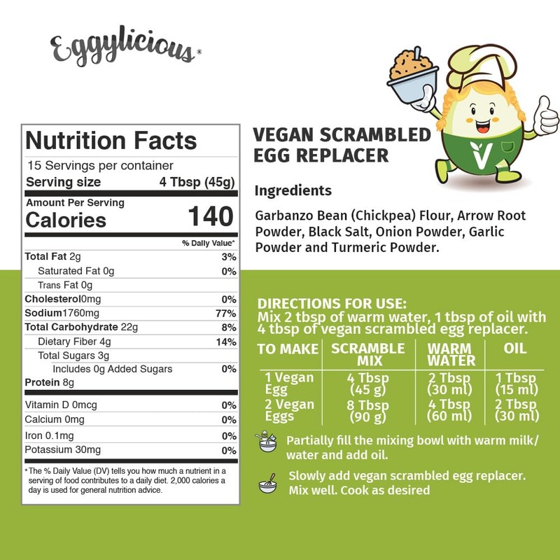 Eggylicious Vegan Scrambled Egg Replacer 1 lbs 8 oz (680