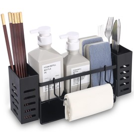 TDSYDS Sink Organiser, Sponge Holder Kitchen, Sink & Sink Organiser, Slim with Removable Towel Holder/Storage Box, Washing Organiser, Washing Up Utensils