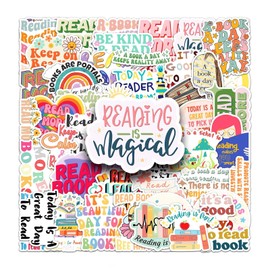 50Pcs Bulk Book Stickers,Inspirational Reading Graffiti Stickers,Vinyl Waterproof Sticker for Kids Teens Girls,for Phone Laptop Water Bottles Skateboard Computer Phone Luggage Guitar Car Gifts Sticker