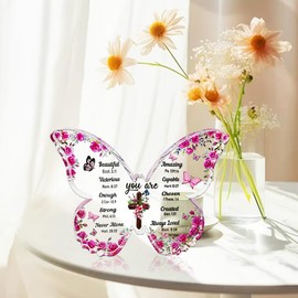 YXOTJHS Christian Gifts for Women, Butterfly Inspirational Gifts for Friends, Religious Spiritual Gifts for Her Mom Girl Coworker Sister, Birthday Gift for Women - Acrylic Plaque