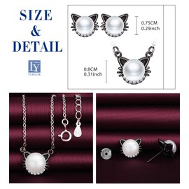 Yumilok 925 Sterling Silver Simulated Pearl Earrings Necklace Jewellery Set for Girls Daughter