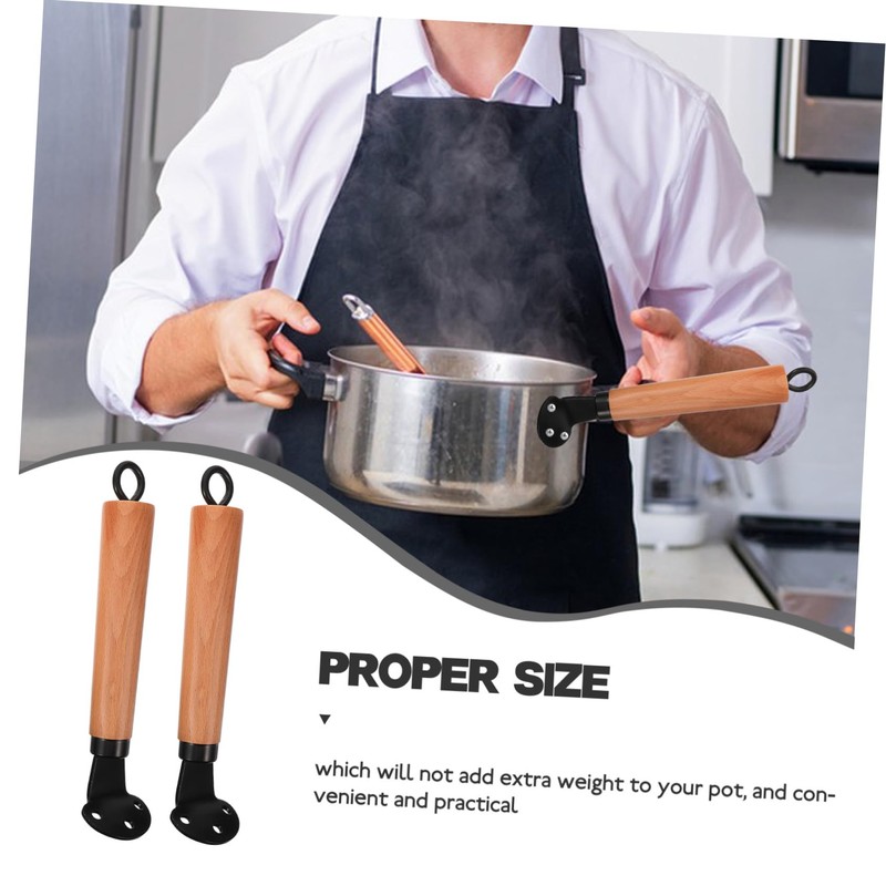 KICHOUSE 2pcs Beech Wood Wok Handle Scald-proof Pot Handle Detachable