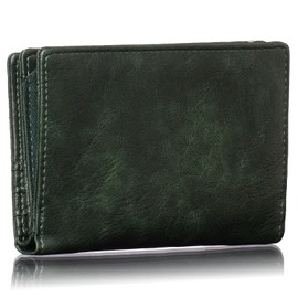 JIL GORDON Men's Bi-Fold Wallet, Popular, Large Capacity, Ultra Lightweight, Double Fold, Card Case, Coin Purse, For Men and Gentlemen, Simple Packaging, green