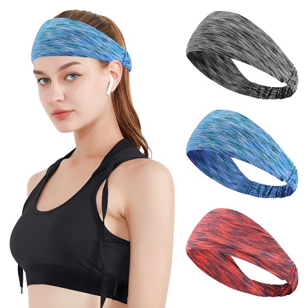 ZSMJAER Super Set of 3 Headbands for Sports, Sports Headband, Running Headband, Women, Elastic Hair Bands, Can Be Used for Any Sport (Yoga/Tennis/Jogging)