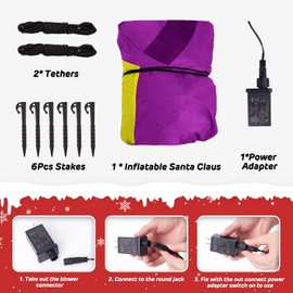 Christmas Inflatables 6 Ft Christmas Outdoor Decorations Inflatable Santa Claus with Gift Boxes Xmas Santa Claus Blow Up Yard Decor, Built-in LED Lights with Tethers, Stakes for The Yard, Lawn, Garden