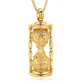 XSMZB Sunflower Hourglass Urn Necklaces for Ashes Human Pet Memorial Jewelry for Ashes Cremation Keepsake Pendant for Men Women(Gold)