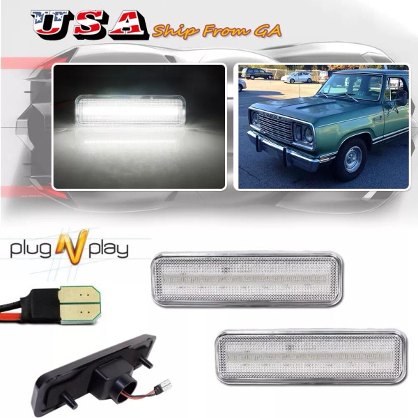 GTINTHEBOX 2PC Clear Lens White LED Front Side Marker Light