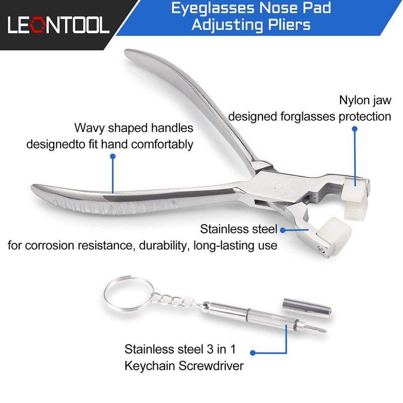 LEONTOOL Eyeglasses Nose Pad Adjusting Pliers 6 Inches Eyeglasses Frame