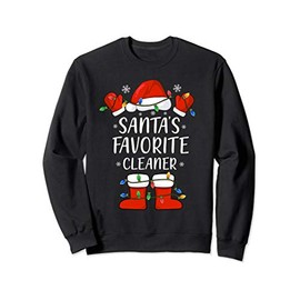 Santa's Favorite Cleaner Santa Hat Christmas Light Sweatshirt