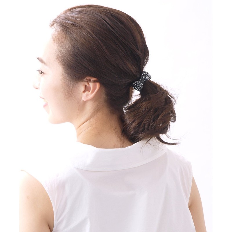 VINGTAINE H-442-bk-hgom Bijou Plump Ribbon Hair Rubber Hair Accessory