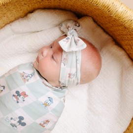 Baby Stretchy Soft Knit Headband Bow "Mickey Mouse & Friends" by Copper Pearl