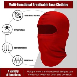 UK-UNIQUE Breathable Lightweight Balaclava Ski Face Mask, Motorcycle Cycling Neck Warmer for Helmet, UV Protector Scarf Unisex Men/Women/Kids/Boys/Girls (Black, 1)