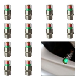 12PCS Car Tire Pressure Monitor Valve Stem Caps, 3-Color Eye Alert Valve Stem Caps Sensor Indicator, 2.4Bar 36PSI Tire Pressure Gauge Valve Caps for Cars, SUVs, Trucks, Motorcycles, Bicycles