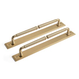 Goo-Ki 7.56" c-c Champagne Bronze Cabinet Drawer Pulls with Backplate/Base Plate Zinc Alloy Kitchen Hardware - 6 Pack Bar Pull Handles for Cupboard Wardrobe,9650UBR-192-G015