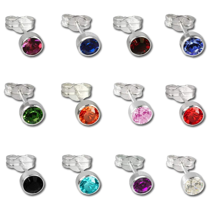 Stud Earrings Zirconia 925 Sterling Silver Fuschia SilberDream SDO503A