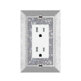 1 Pcs Shiny Rhinestone Outlet Covers Wall Plate Imitation Wood Grain Light Switch or Outlet Decorative Cover Plate Single Toggle Wall Plate