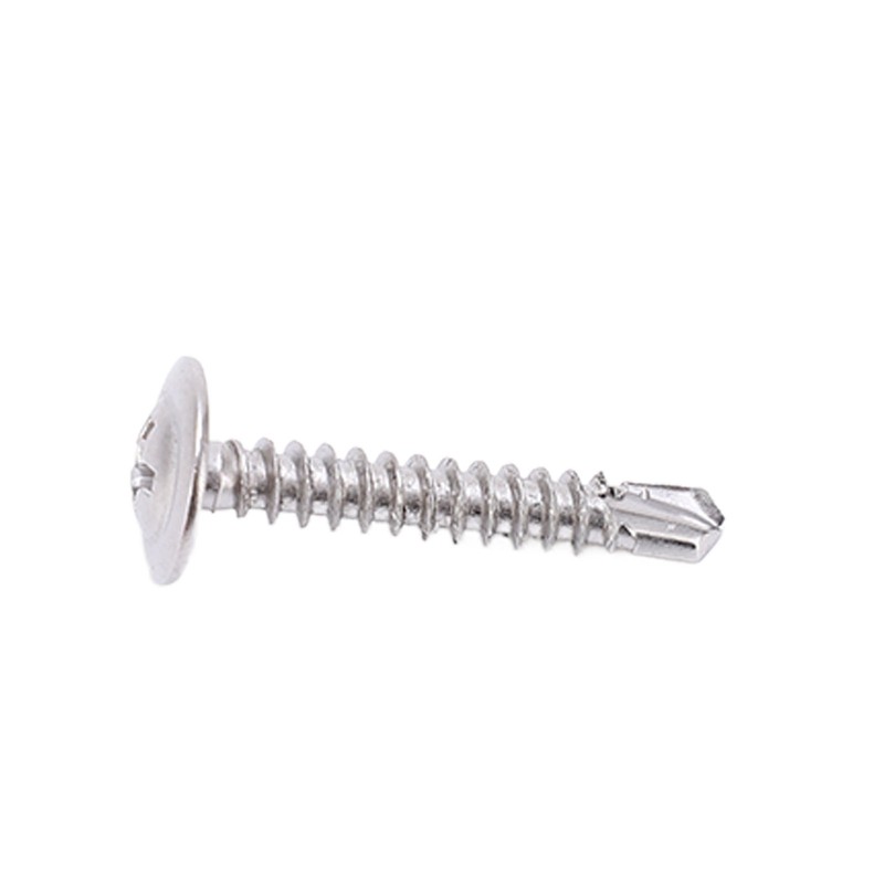 100Pcs Self Drilling Screw M4.2x25 Round Washer Stainless Steel Fastener