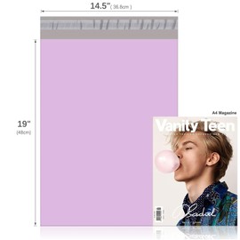 Fuxury Poly Mailers 14.5x19 Inch 400 Pcs Bulk Shipping Bags for Clothing Strong Adhesive Shipping Envelopes for Small Business Suppliers Waterproof Mailers Poly Bags Mailing Envelopes Light Purple