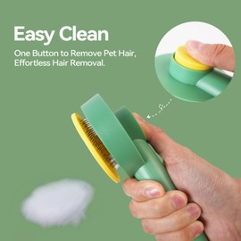 FOR-HI Dog & Cat Brush,Pet Grooming Kit 2PCS- Cat Brush for Shedding| Pet Metal Comb. Self-Cleaning Slicker Brush for Short and Long Hair. Removes Undercoat, Loose Hair, Tangled, Dirt and Massages.