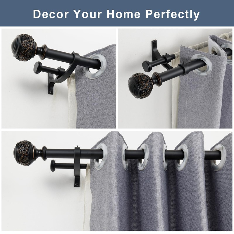 Double Curtain Rod, 1 inch Window Telescoping Drapery Double Rod