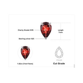 JewelryPalace Pear 1.8ct Genuine Garnet Birthstone Stud Earrings 925 Sterling Silver
