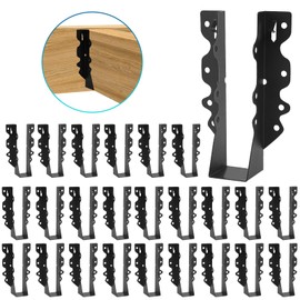 24PCS 2x8 Joist Hanger,Hurricane Ties,Black Powder Coating Joist Brackets for Rafters Tie Brackets…