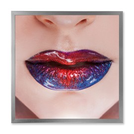 DesignQ Beautiful Women Lips With Bright Lipstick Modern Framed Wall Art