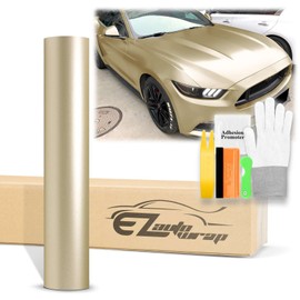20"x60" (1.6FTx5FT) Satin Chrome Champagne Gold Matte Vinyl Wrap Auto Car Sticker Decal Film Sheet Bubble Free Air Release Technology with Tool Kit