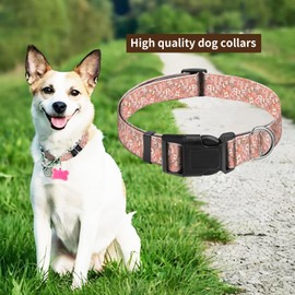JYCardPKT Dog Collar, Adjustable Funny Pet Collar with Quick Release Durable Buckle, Cute Collars for Medium Large Dogs, Pink Cherry Blossoms