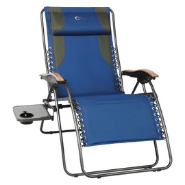 PORTAL Zero Gravity Chairs Oversized, Folding Reclining Patio Chairs, Full Padded Zero Gravity Recliner with Side Table, Outdoor Foldable Lounge Chair with Adjustable Headrest, Support 350 LBS