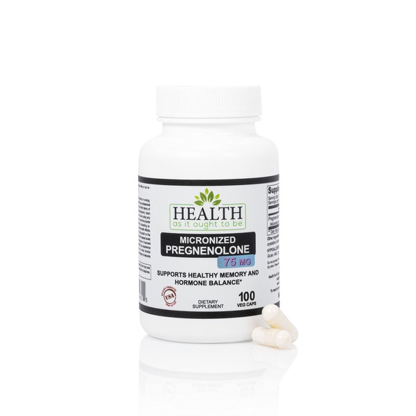 Pregnenolone 75mg (100 Capsules) – Micronized Form for Enhanced Absorption - Developed by Physicians - Tested for Purity and Strength