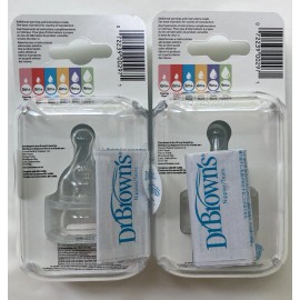 Dr. Brown's Natural Flow Nipple Premature Stndrd 0m+Silicone Nipples - Lot Of 2