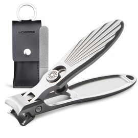VOGARB Nail Clippers for Men Thick Nails, Wide Jaw Opening Heavy Duty Stainless Steel Portable Ultra Sharp Fingernail Cutters for Adult,Senior Toenails,1Pack (Silver-Curved)