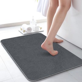TECBOT Bathroom Rugs - Gray Memory Foam Bath Rugs for Bathroom Floor, Tub, Shower, Toilet and Decor, Extra Soft & Thick,Non Slip, Fast Absorbent,Quick Dry,Machine Washable, 24''x16''
