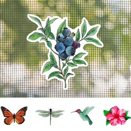 Screen Door Magnets - Patch Small Holes & Keep People and Pets from Running Into Screen Doors with Magnetic Screen Door Savers - Made in USA - Blueberries - 5.75 x 6.25 inches - Pack of 2 (1 Pair)