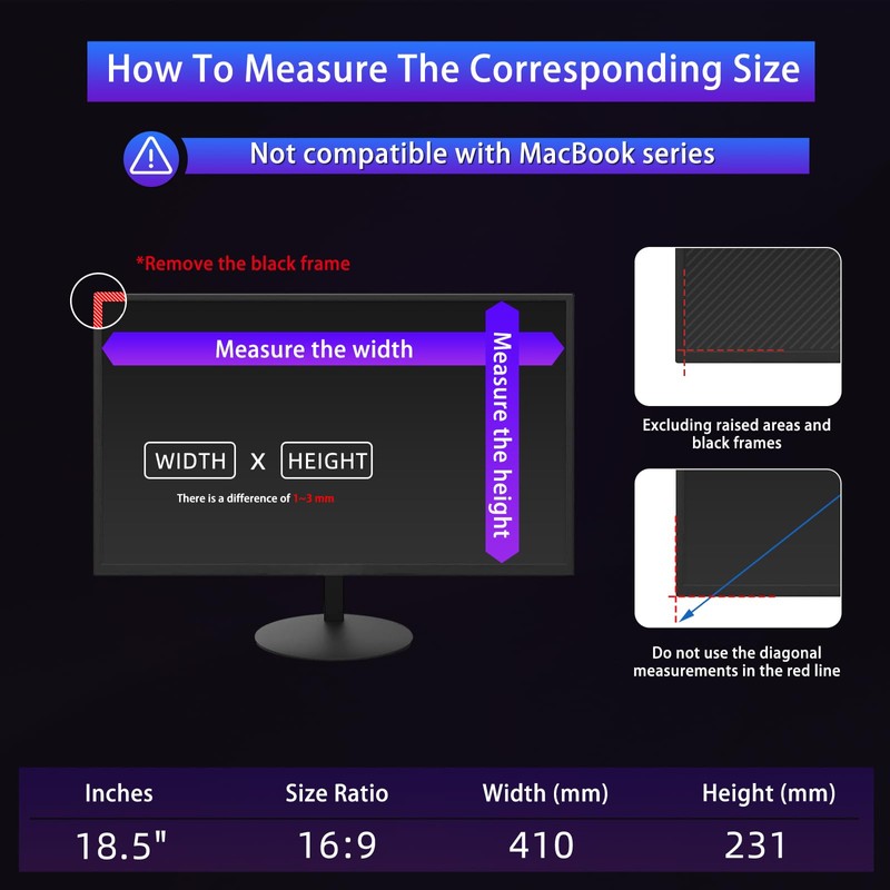 VanHooc 18.5" Privacy Screen Computer for 16:9 Aspect Ratio, 2-Sided