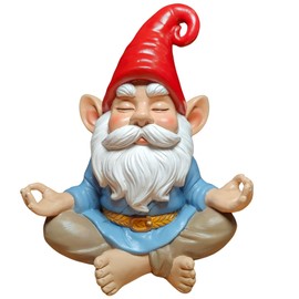 GIOMLE Zen Garden Gnome Statue, 7.5" Meditating Yoga Gnome, Outdoor Indoor Figurine for Patio Lawn Yard, Handcrafted Peaceful Meditation Sculpture, Unique Home Decoration Gift for Women Men