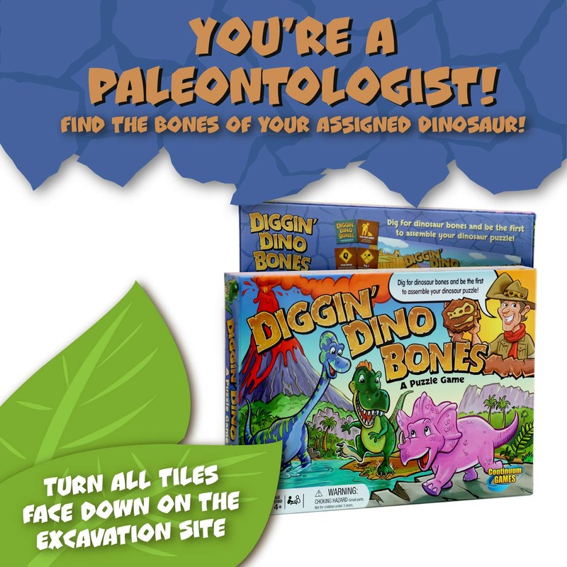 Continuum Games - Digging Dino Bones Board Game, Kids Aged
