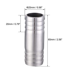 sourcing map Barb Hose Fitting, 25x65mm Straight Coupler Tubing Connector for Water Fuel Air Oil Gas, Polishing 304 Stainless Steel