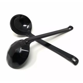 ASIAN HOME Black Melamine Japanese Long Handle Spoons for Ramen, Soup, Hot...