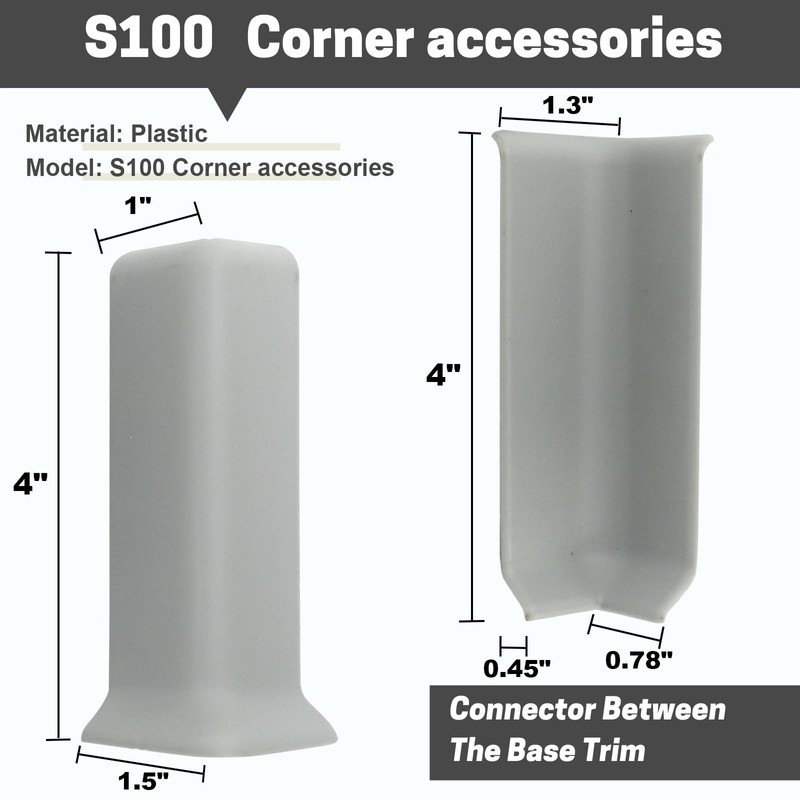COUKIU Self Adhesive Baseboard Corner Blocks, 4inch(Width)3 Inside + 3