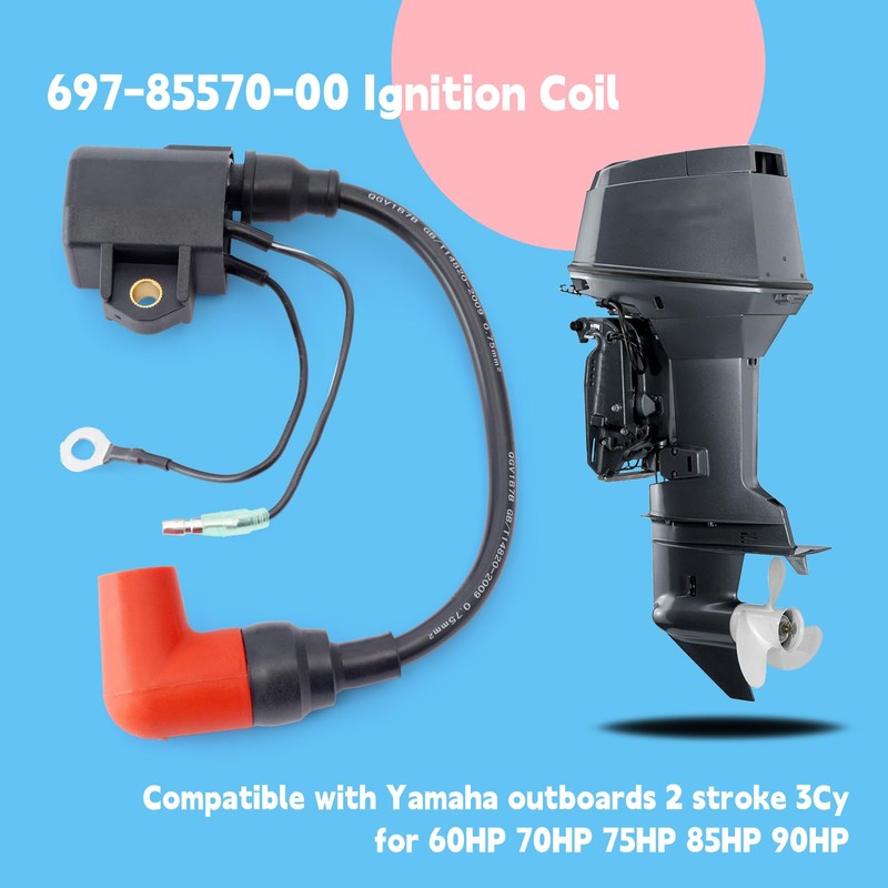 GLOXTED 697-85570-00 Ignition Coil Replacement for Yamaha Outboard 60HP 70HP