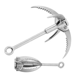 Folding Claw Hook, Multifunctional Stainless Steel Grappling Hook for Outdoor Camping Hiking Tree Rock Mountain Climbing (4 Claws)