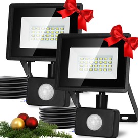 Aigostar 20 W LED Spotlight with Motion Sensor Outdoor, 1650 lm, 6500 K, Cool White Outdoor Spotlight, IP65 Waterproof Spotlight, Outdoor Light for Garden, Courtyards, Garage, Hotel, 2 Pieces