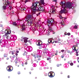 BEEFLYING 60g Mix Flat Back Beads & Resin Rhinestones Semicircular Beads for Crafts 3mm-10mm Half Pearl Rhinestones for Face Art Gift Cards and DIY Jewellery Decoration