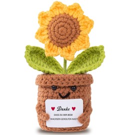 Aruigu Thank You Gifts Positive Sunflower Lucky Charm, Knitted Sunflower Gifts for Friends, Colleagues and Family, Positive Potato German Replacement Series Crochet Gifts