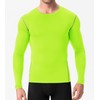 Fluorescent Green Compression Shirts Mens Long Sleeve Running Gym Top