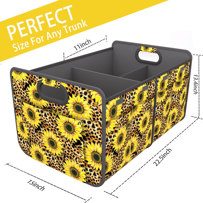 Homeve Trunk Organizer, Car Storage, Reinforced Handles, Collapsible Multi-Compartment Car